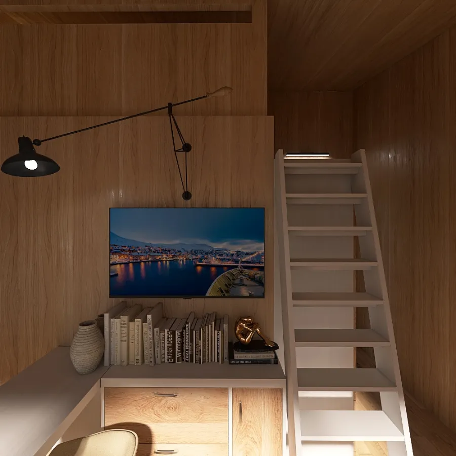 Living, Dining & Sleeping Loft 3d design renderings
