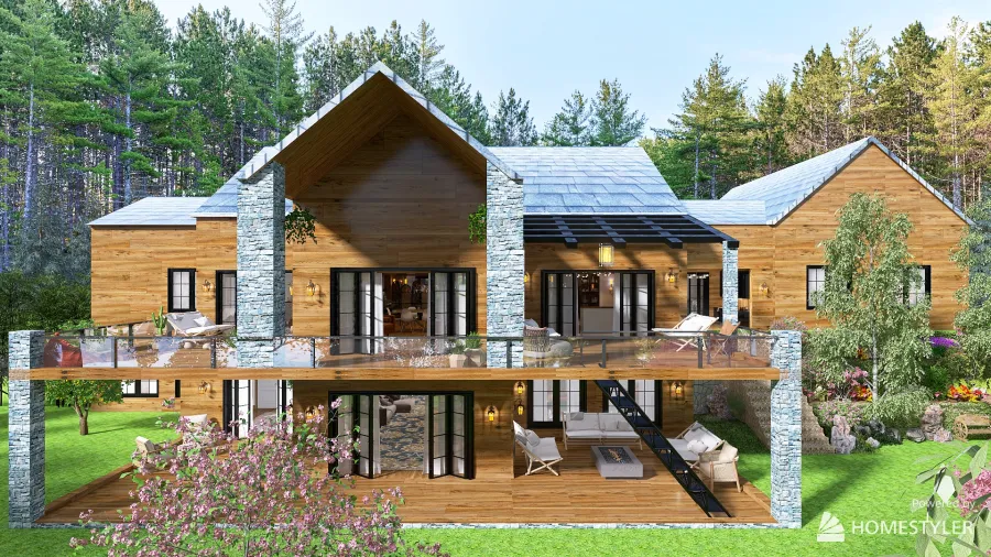Mountain Lake Home 3d design renderings