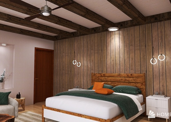 wabi sabi inspired primary bedroom Design Rendering