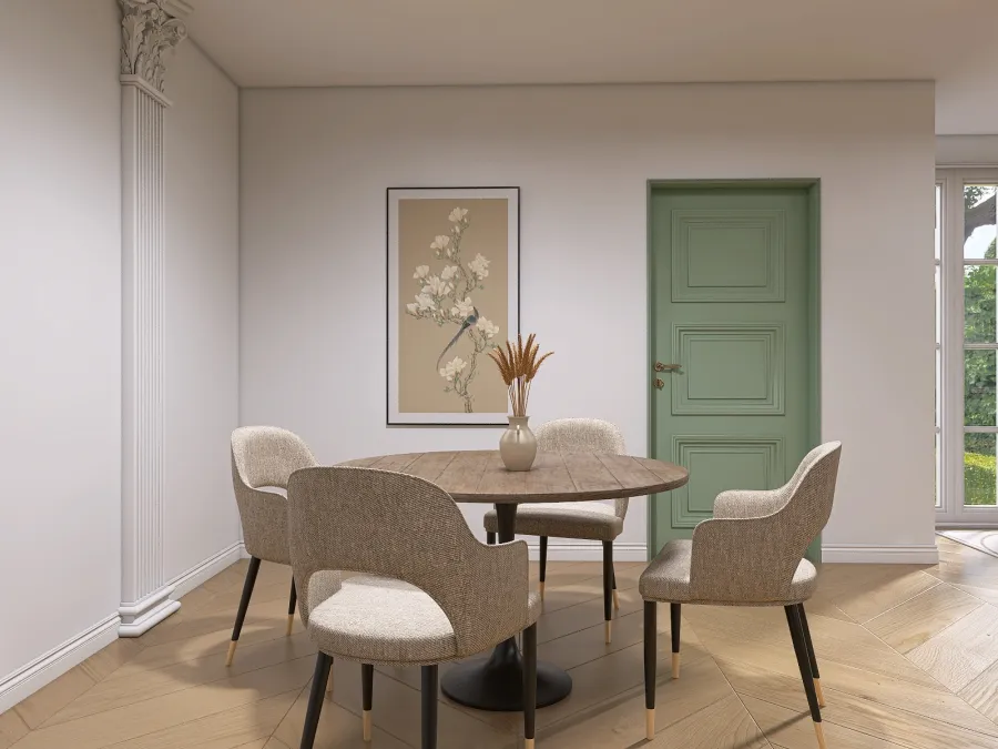 Living, Dining and Study Room 3d design renderings