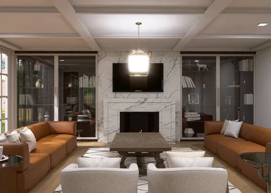 Multifunctional Living Room Design Rendering