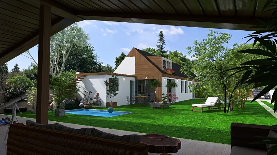 Complete playfull house with a roof 3d design renderings