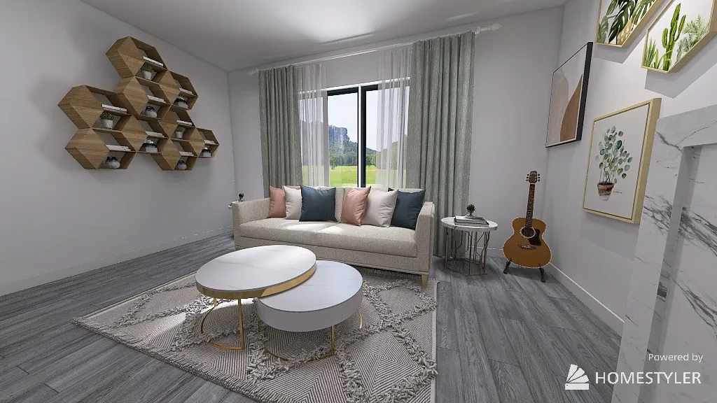 cute asthetic living room 3d design renderings