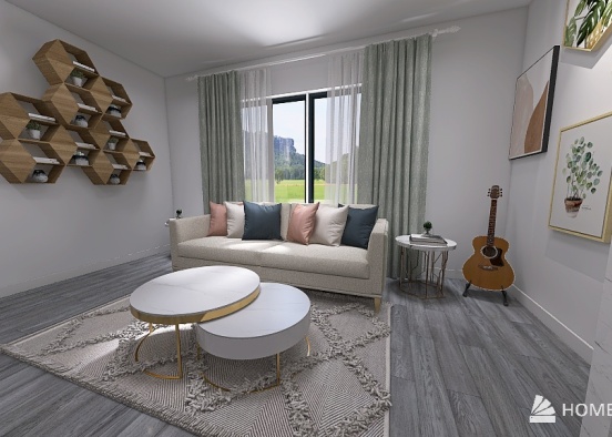 cute asthetic living room Design Rendering