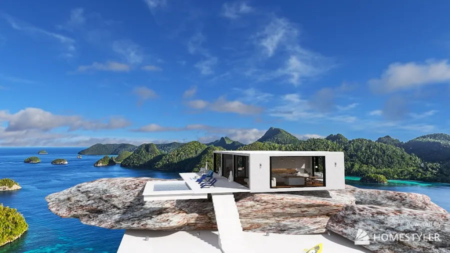 villa sur un rocher 3d design renderings