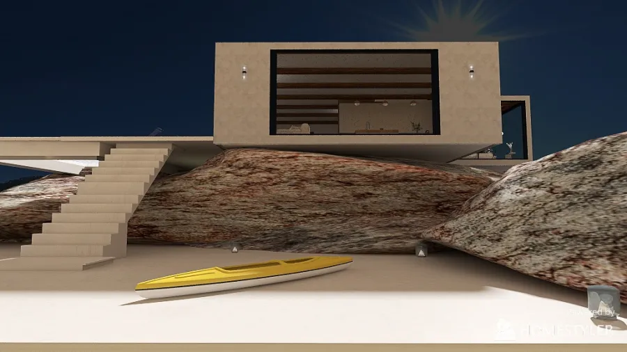 villa sur un rocher 3d design renderings