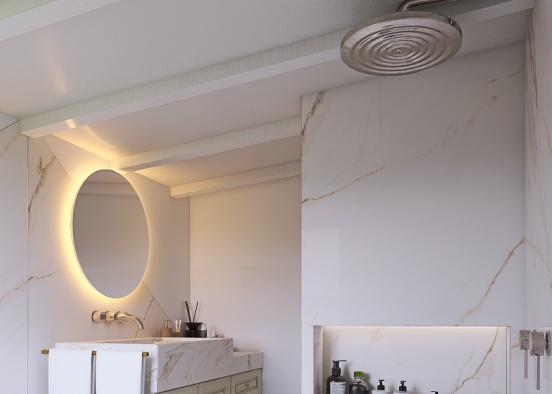 second ex. bathroom for Bi _ all marble Design Rendering