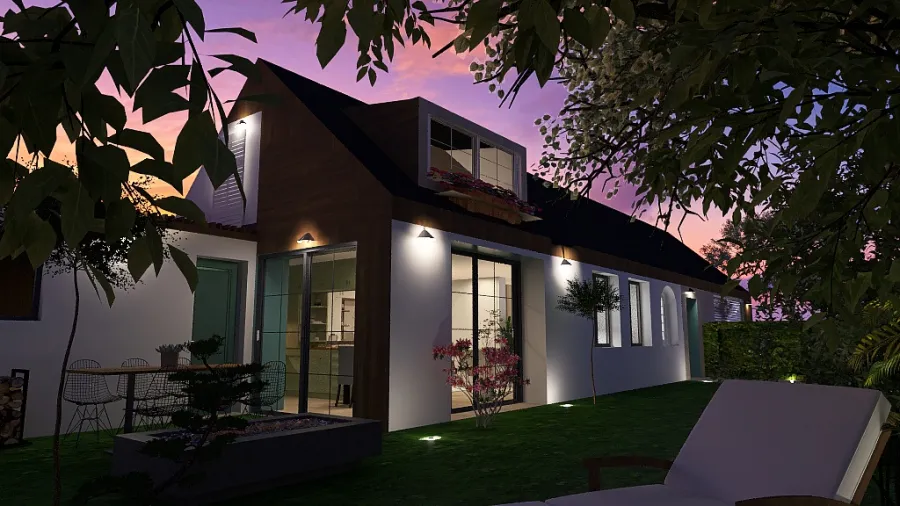 Complete playfull house with a roof 3d design renderings
