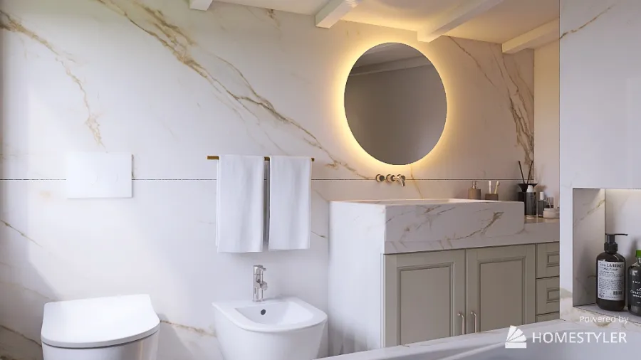 second ex. bathroom for Bi _ all marble 3d design renderings