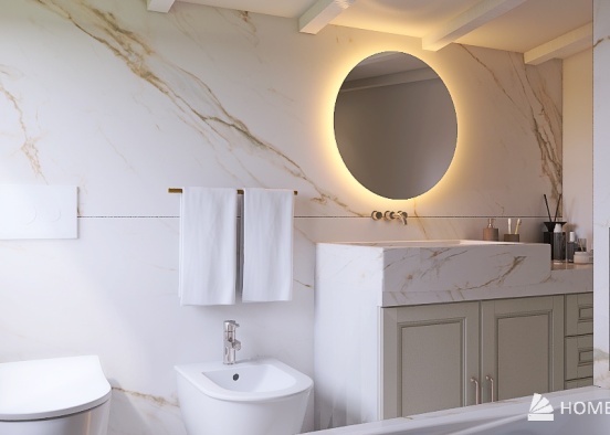 second ex. bathroom for Bi _ all marble Design Rendering