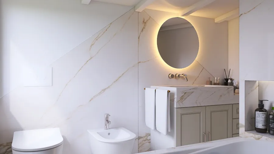 First ex. bathroom for Bi _ all marble 3d design renderings