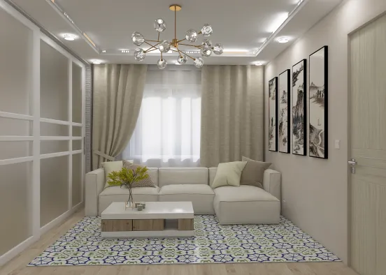 Living room/bedroom Design Rendering