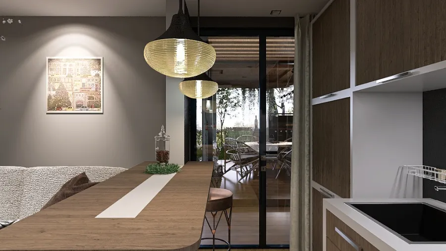 Вітальня-кухня 3d design renderings