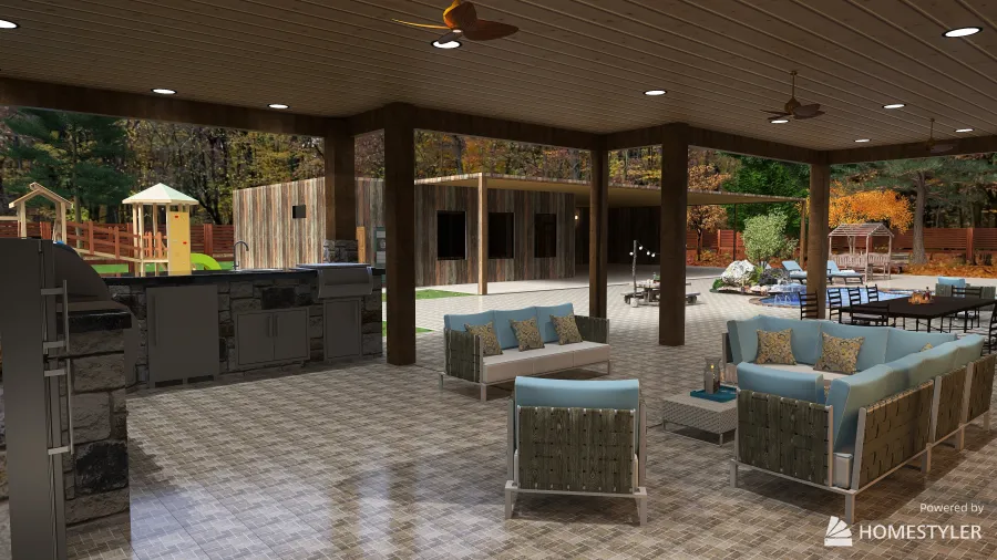 Covered Terrace 3d design renderings
