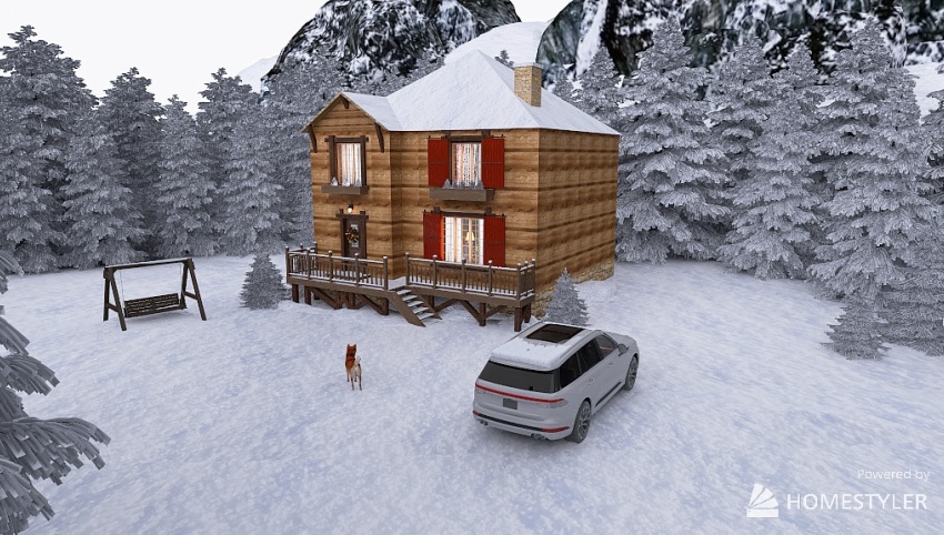Small chalet in the mountains 3d design picture 234.96