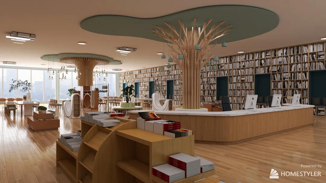 School Library 3d design renderings
