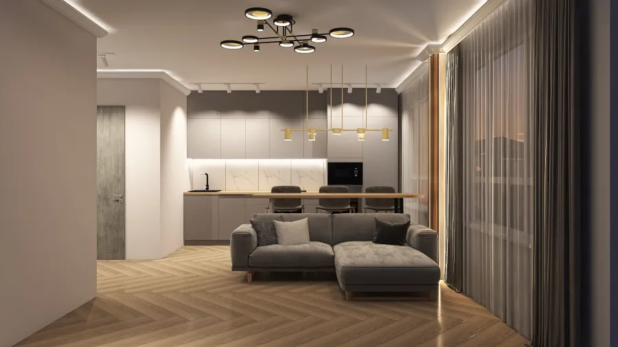 The Design Project of a three-room apartment 3d design renderings