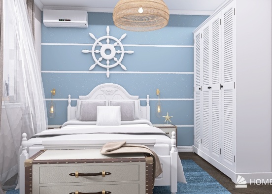 спальня в морском стиле Design Rendering