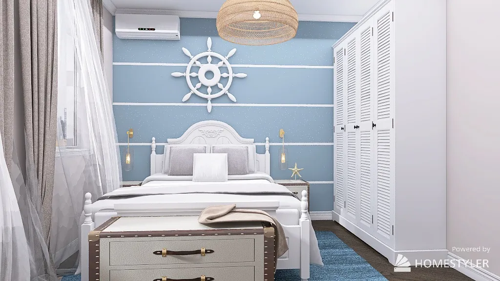 спальня в морском стиле 3d design renderings