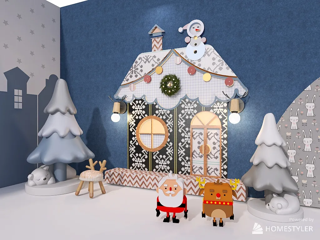 Design-Challenges Custom Christmas Wall for Web 3d design renderings
