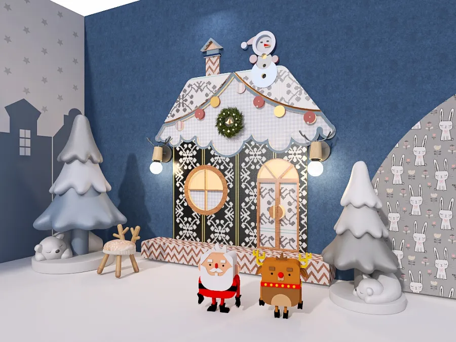 Design-Challenges Custom Christmas Wall for Web 3d design renderings
