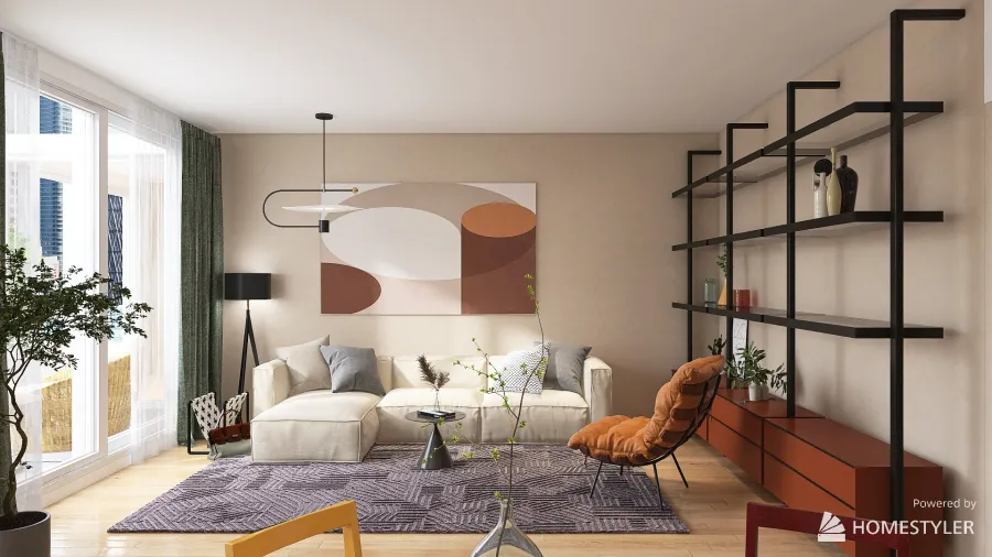 Beige Wohnung 3d design renderings