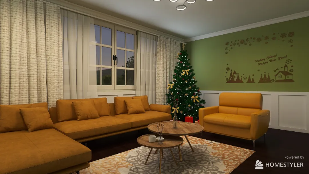 Basic Christmas Living 3d design renderings