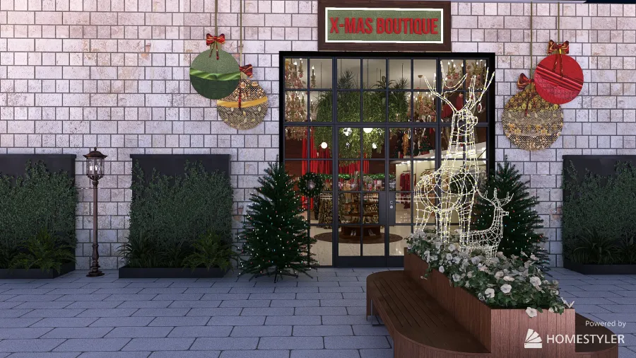 christmas wall boutique style 3d design renderings