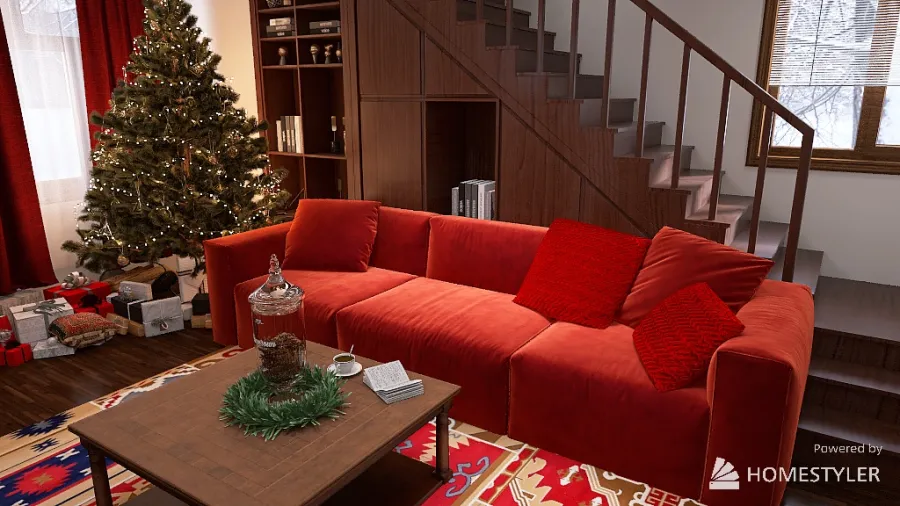 Christmas Living Room 3d design renderings