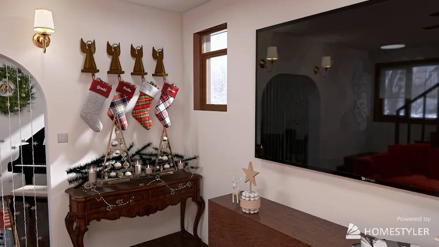 Christmas Living Room 3d design renderings