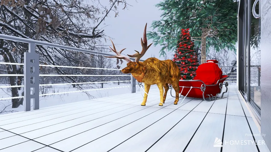 Refugio de montaña en Navidad 3d design renderings