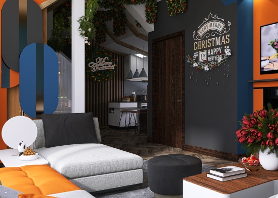 Christmas decorations in the Attic Design Rendering
