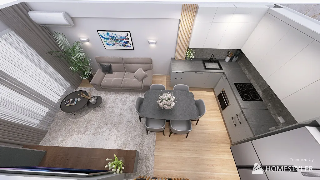 Appartament 72 m2 3d design renderings