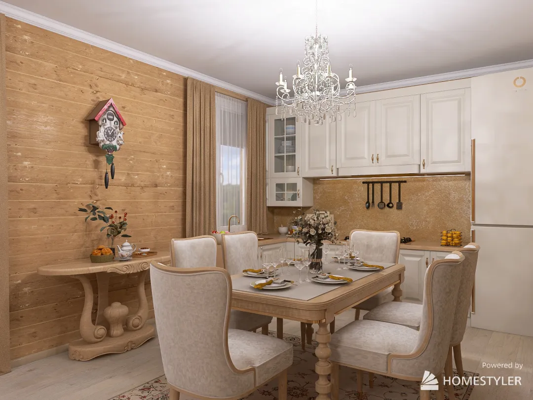 Кухня-столовая и гостиная 3d design renderings