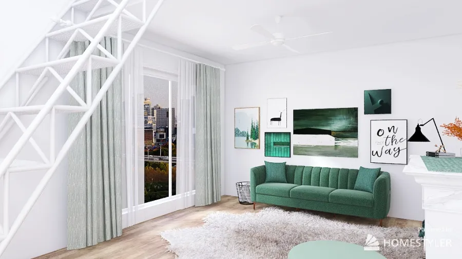 Turquoise Small Apartment 3d design renderings