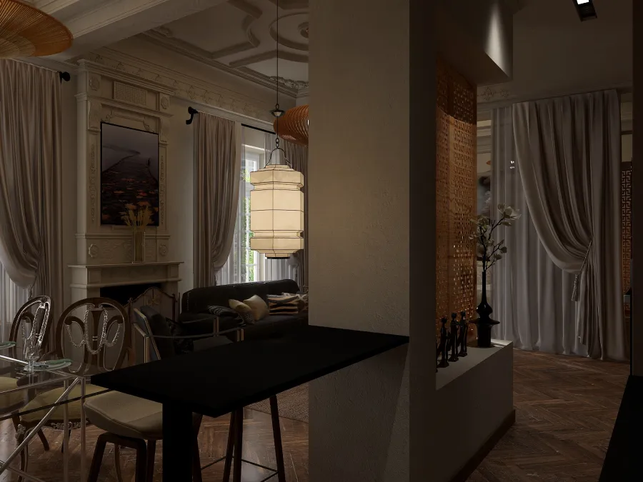 Втальня-передпокій-кухня 3d design renderings