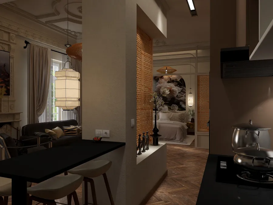 Втальня-передпокій-кухня 3d design renderings