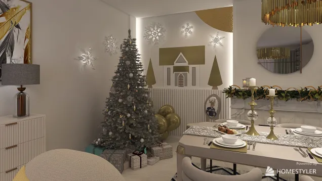 White & Gold Christmas Wall