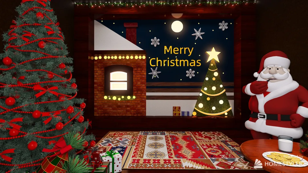 Santa's living room 3d design renderings