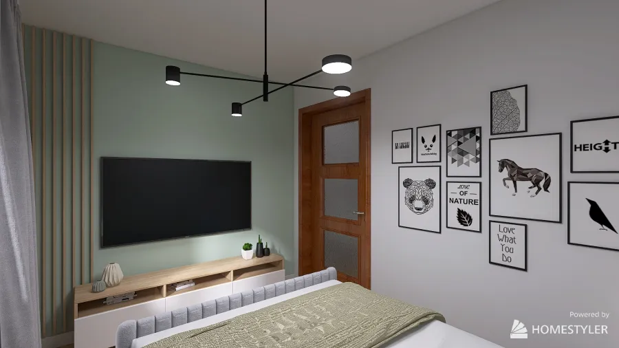 Sypialnia w małym pokoju 3d design renderings