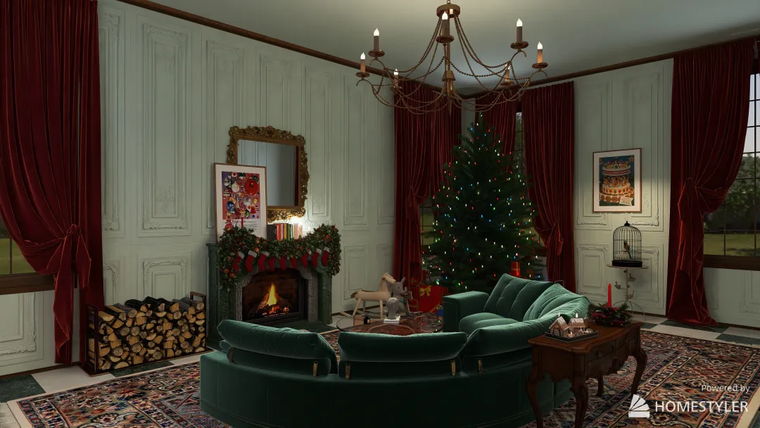 christmas room 3d design renderings