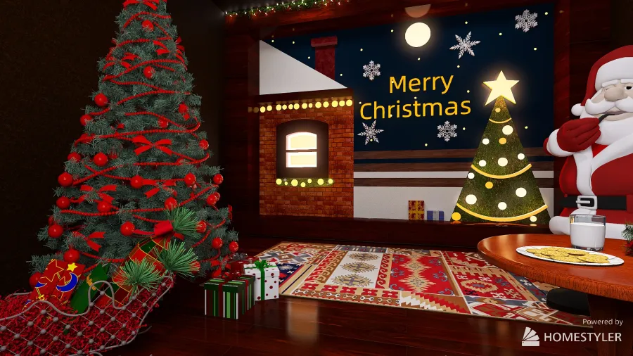 Santa's living room 3d design renderings