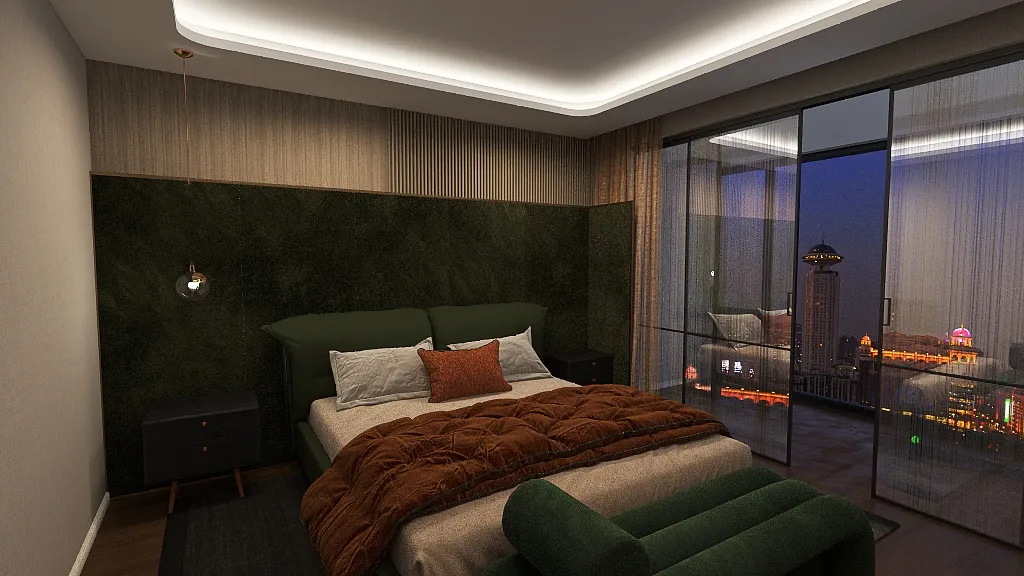 GREEN ROOM WITH VIEW 3d design renderings