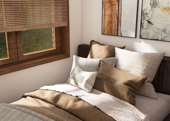 Earthy Toned Cozy Bedroom Design Rendering