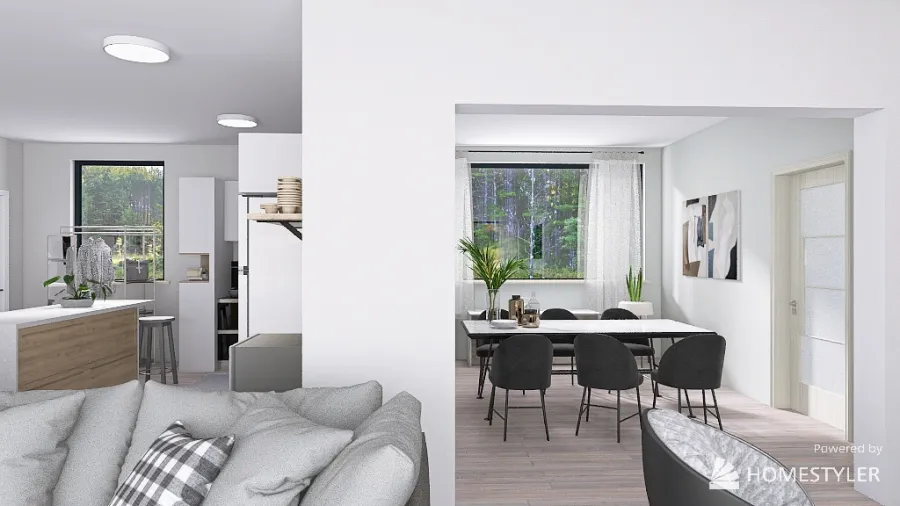Kitchen/Living Room 3d design renderings