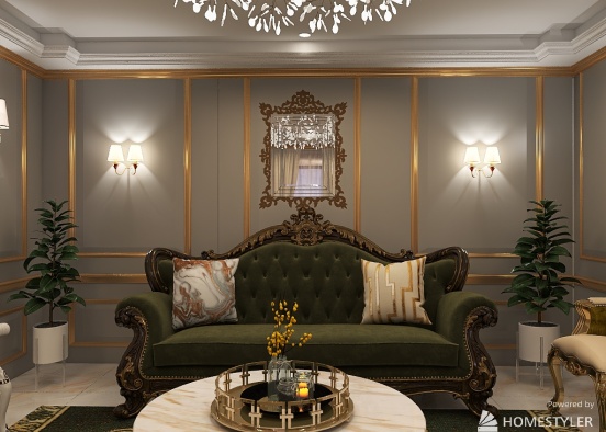 luxury living room Design Rendering