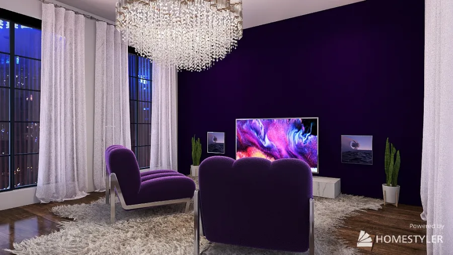 Tropical Tones TV Room 3d design renderings