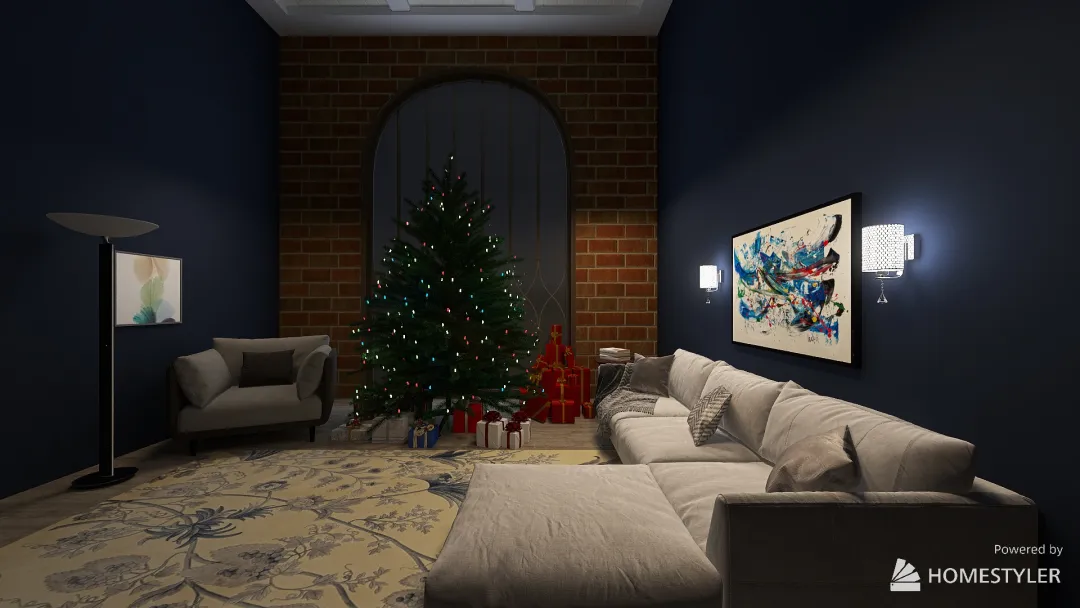 Blue Christmas 3d design renderings