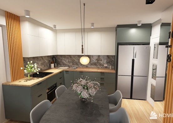 Appartament 72 m2 cuisine bois Design Rendering