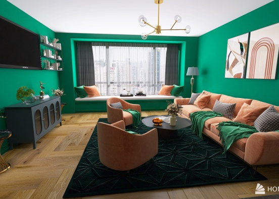 Green Art Deco Apartment Design Rendering